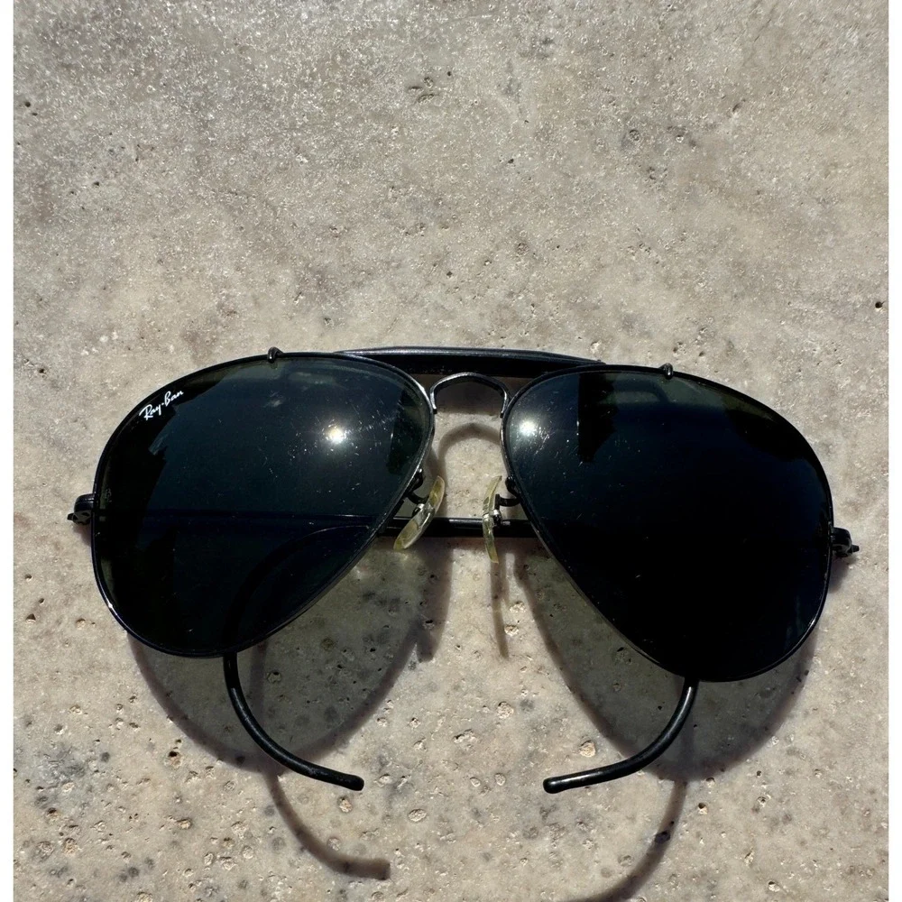 Ray-Ban Shooter Sunglasses Black Vintage B&L Aviator‎ G-15 Lens USA Made 1980's